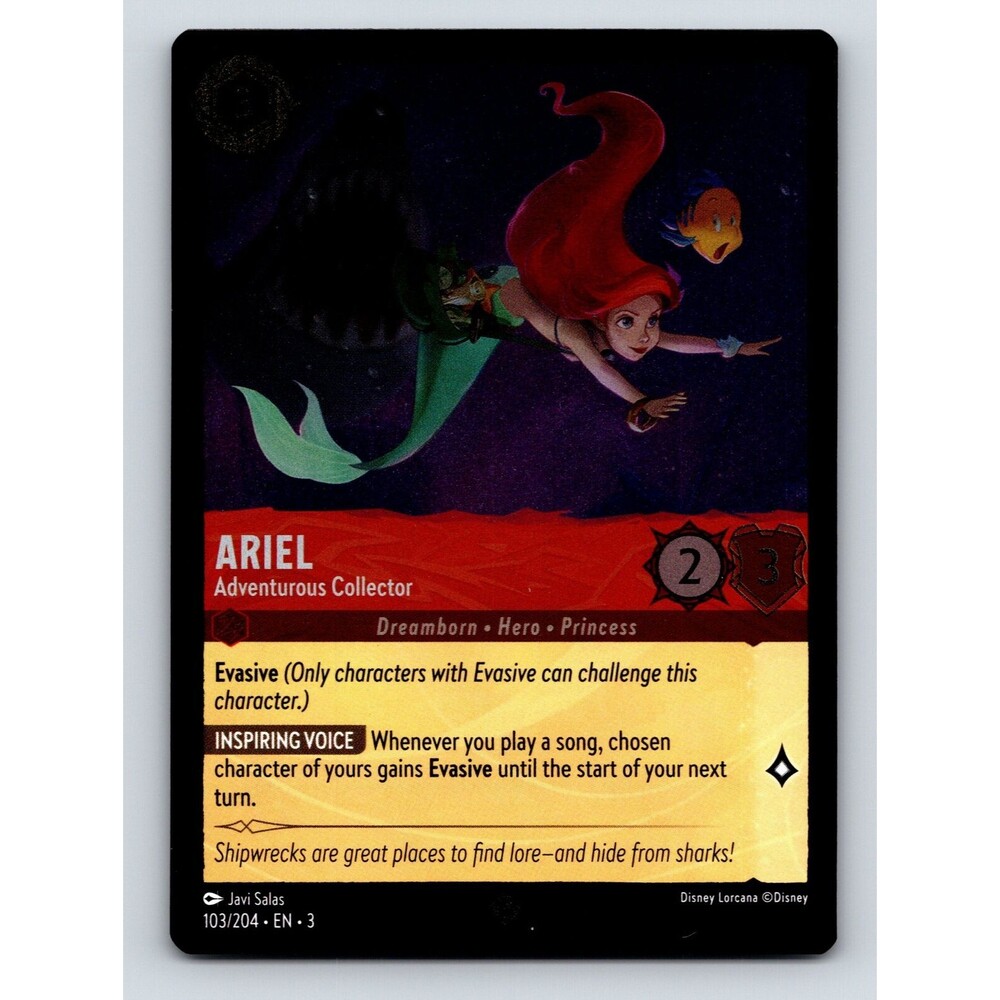 Basic Ariel Adventurous Collector HP 2 Evasive Ability Rare Red Lorcana Card